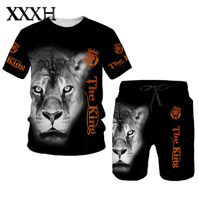 

XXXH The Tiger 3D Style Summer Male Suit All 3D Printed Tiger Pullover T-shirts Set Women Streetwear Fashion Tracksuit Sweatshir