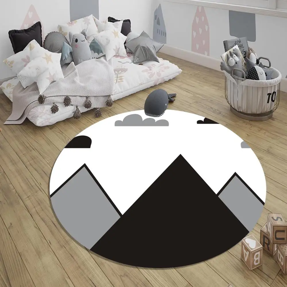 Еще серые белые черные горы облако 3d Рисунок Nordec Нескользящие круглые ковры для