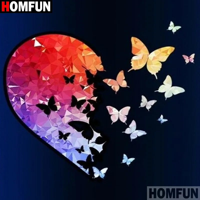 

Алмазная 5D картина HOMFUN, вышивка квадратными и круглыми стразами, «сердце, бабочка», ремесла по охране окружающей среды, домашний декор