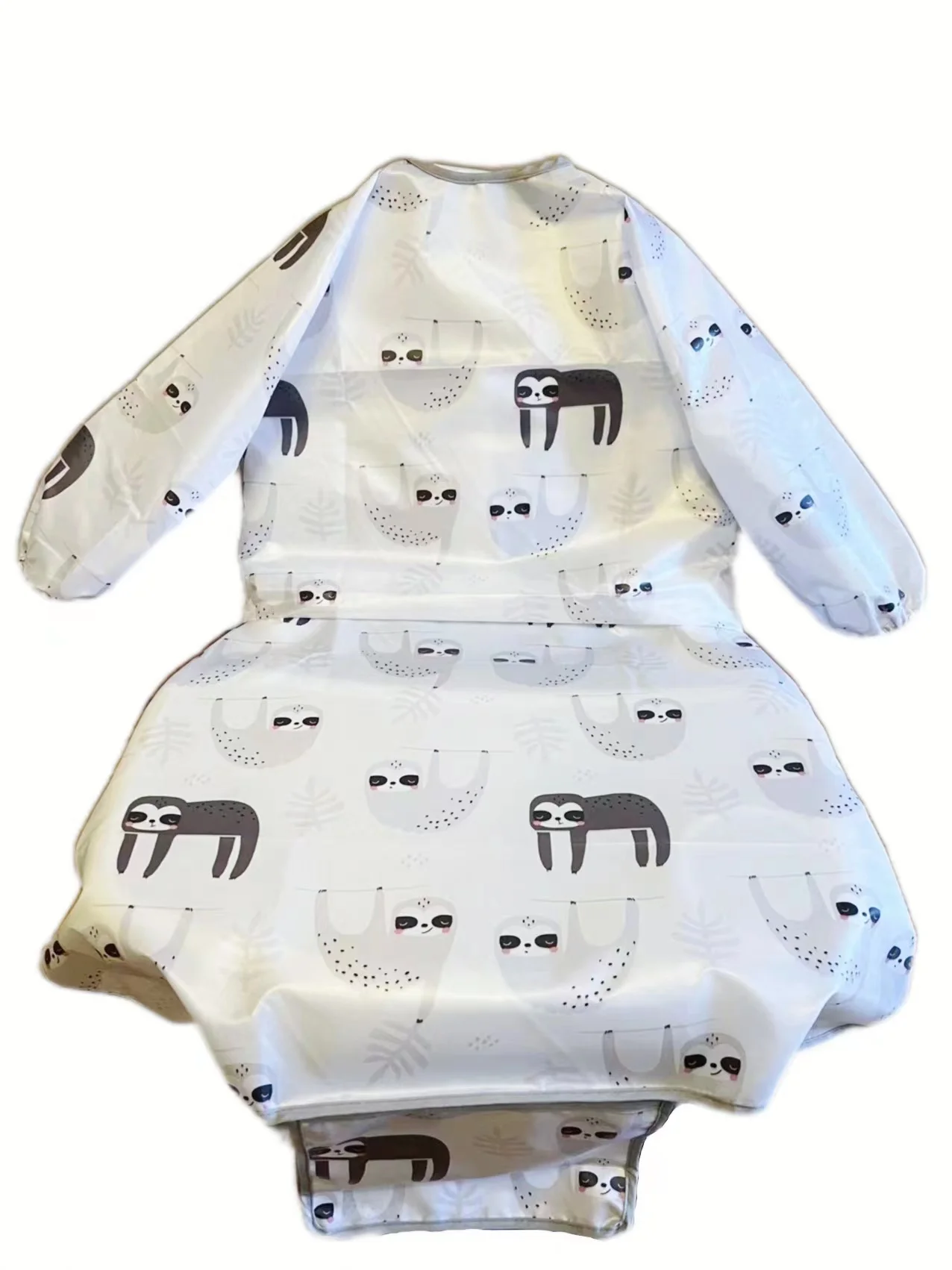 Two Colors X-Large Waterproof with sloth and doggy patterns Baby Highchair Bib with 2 Belts to Cover High Chair