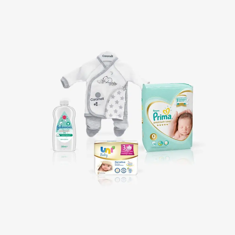 

Prematurem Emergency Kit 4 Preemie Caring Kit Baby Clothe Caring Oil Diapers Wet Wipes