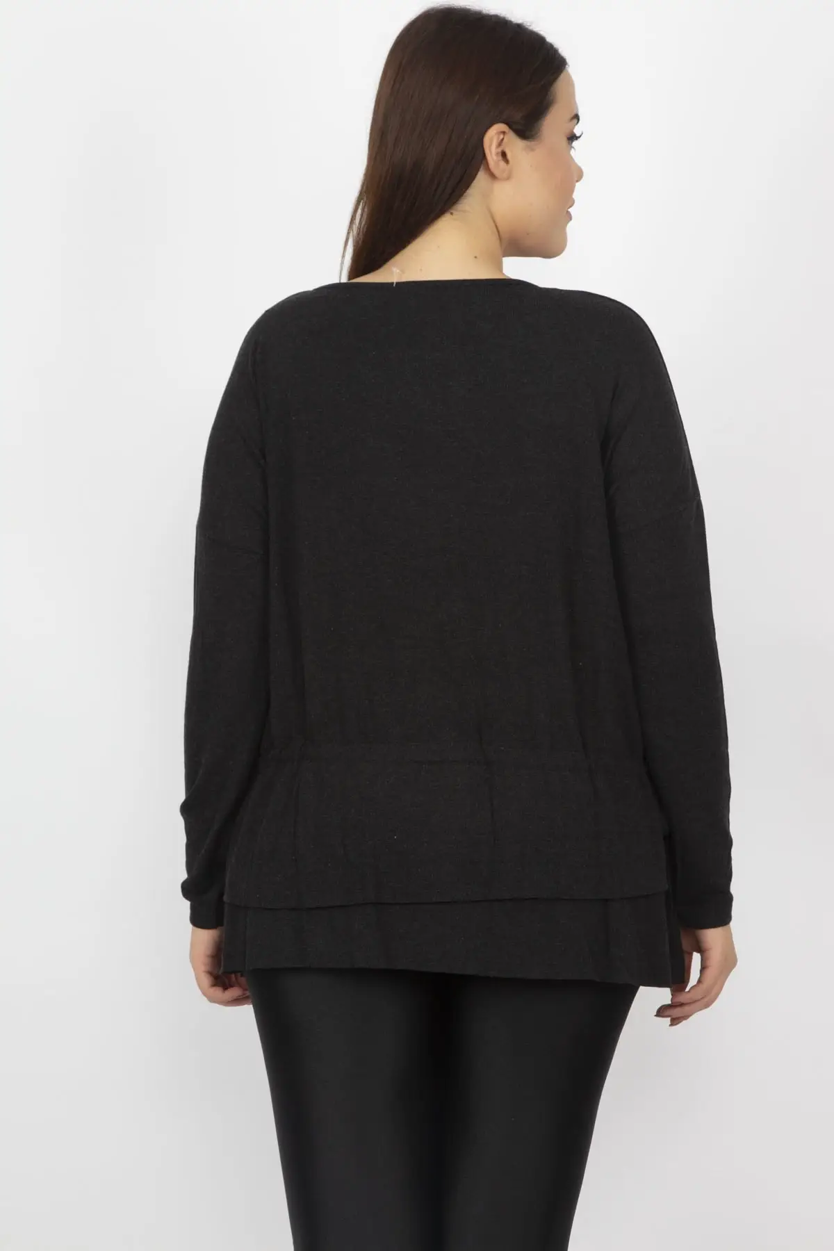 Sans Textile женская черная маховик детальная шерстяная вискозная блузка 65N13810 |