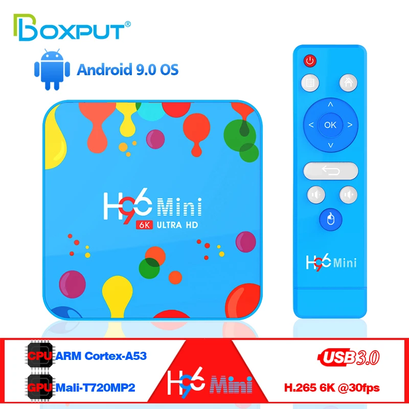 FHD YouTube фотографии Android Tv Box H96 Mini 6K H6 9 0 Allwinner четырехъядерный H.265 Смарт медиаплеер