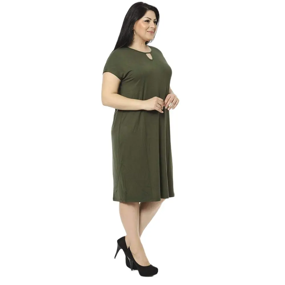 Женское платье с круглым вырезом Hanezza однотонное Креповое коротким рукавом и
