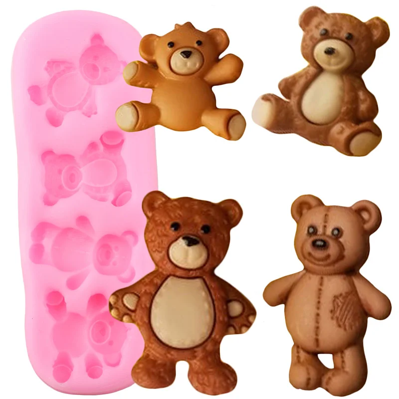 

Toy Bear Silicone Mold DIY Baby Birthday Cake Decorating Tools Cupcake Topper Fondant Mold Candy Polymer Clay Chocolate Moulds