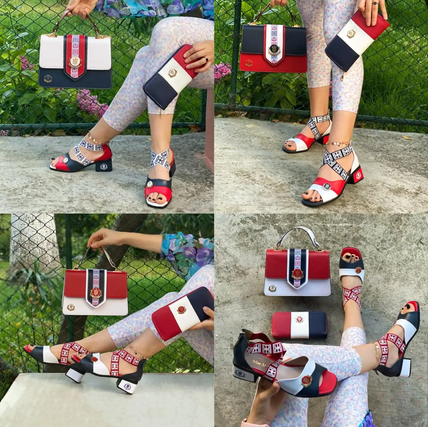 

Miss Melisa Shoe and Bag TMY 3 Color Elastic Sandal Heels TS142