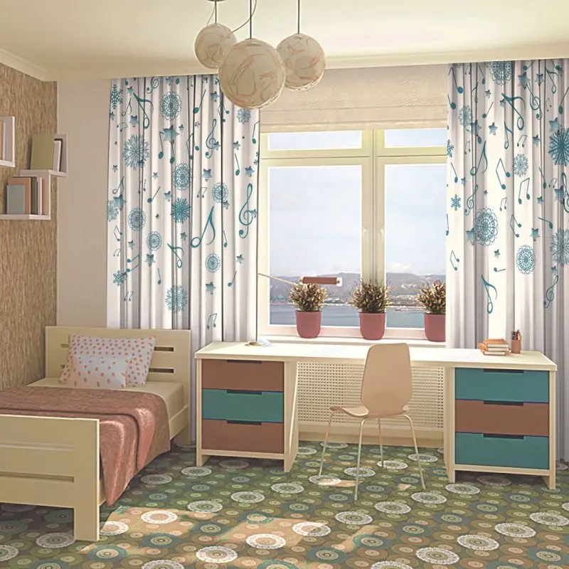 Занавеска Рождественская музыкальная тематика с музыкальными нотами и