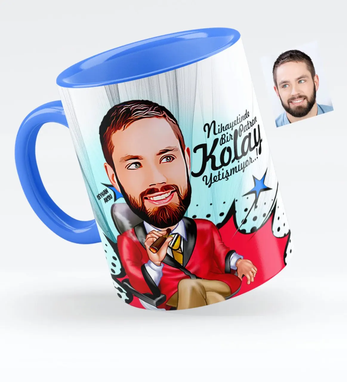 

Personalized Mr Boss Caricature Of Blue Mug cup-2