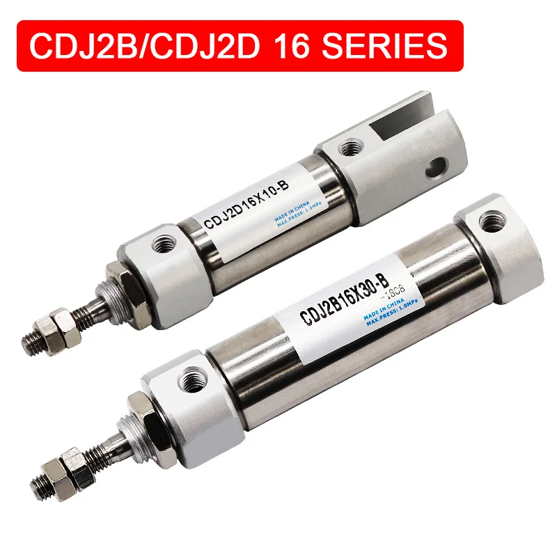 CDJ2B/CDJ2D-Mini cilindro de acero inoxidable, cilindro neumático de doble acción, 16mm, CDJ2B16-10 x 15X20X25X30X40X50X100X150-B