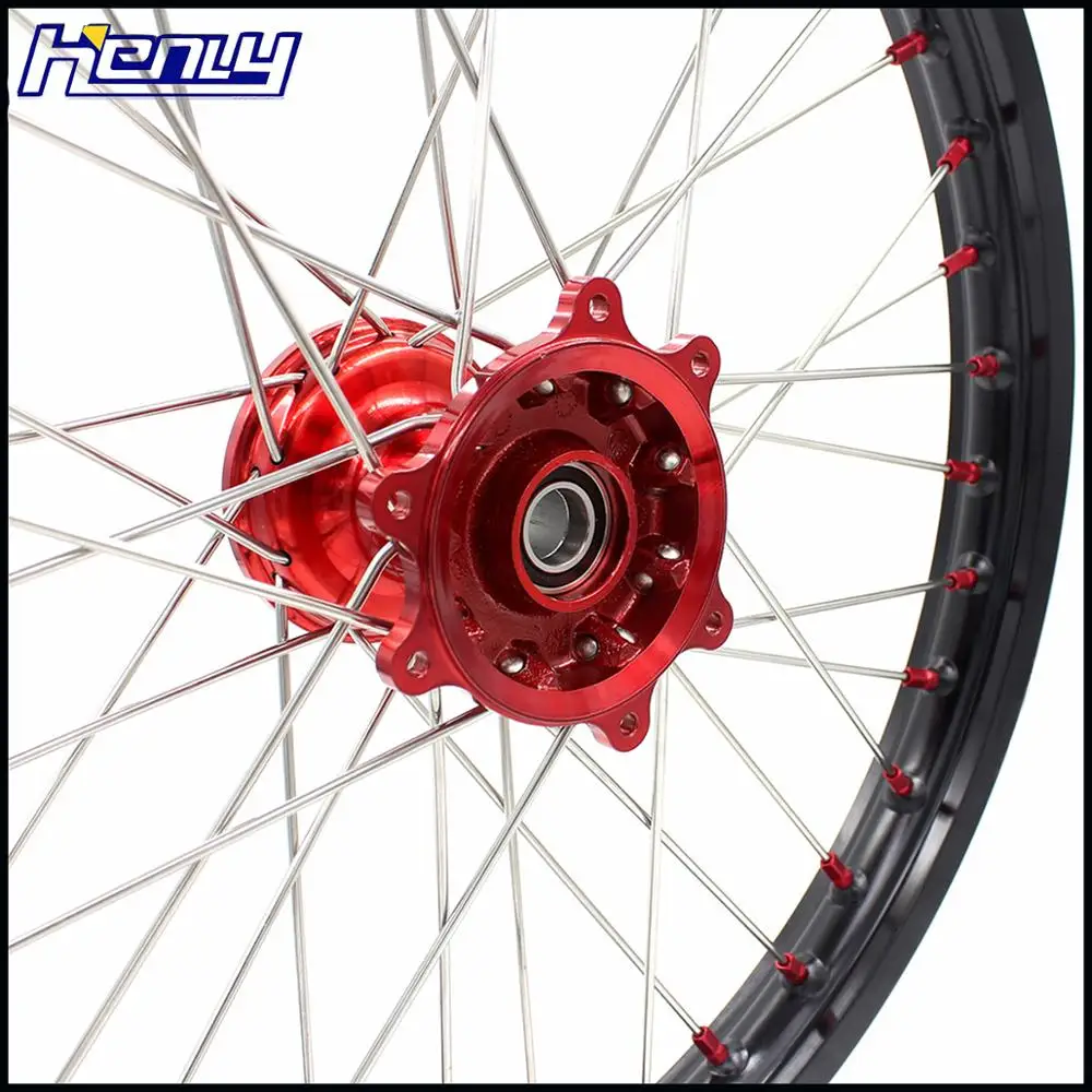 21/19 литые MX колеса Набор для HONDA CR125R CR250R 2002-2013 Красный ниппель