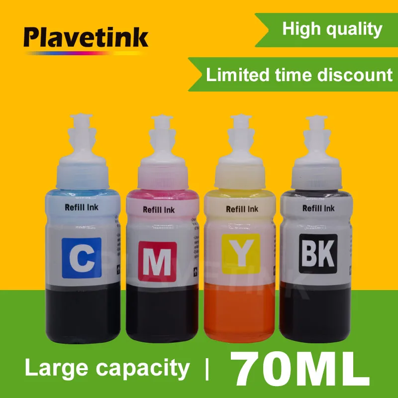 Чернила для принтера Plavetink набор чернил заправки 70 мл в бутылке чернила Epson T6641 T6642
