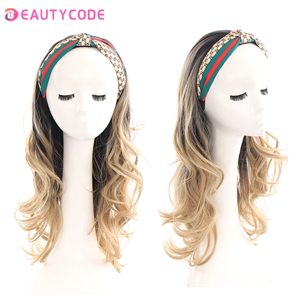 

BEAUTYCODE Synthetic Women's Headband Wigs for Black Women None Replacement Long Wavy Headwraps Hair Wig