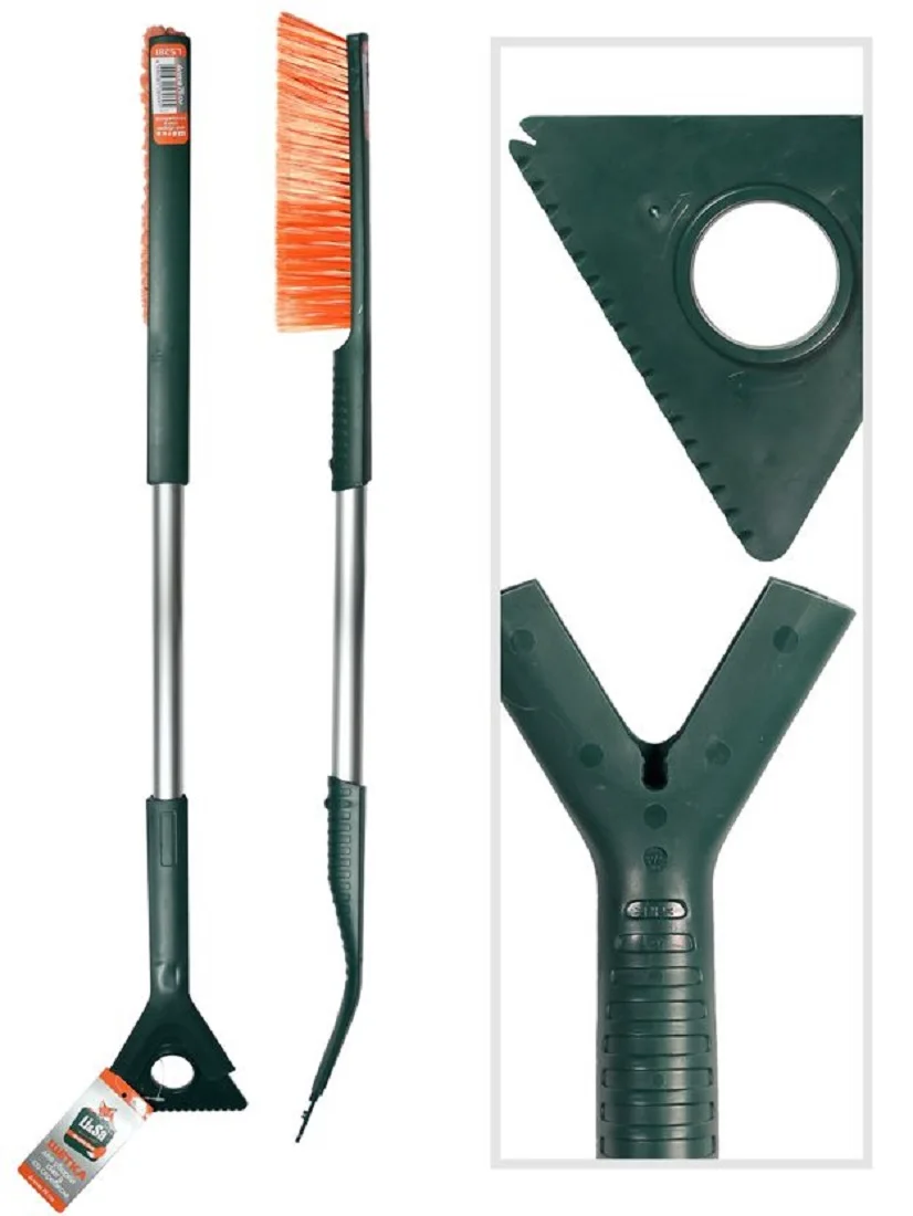 Щетка для снега cо скребком &quotLi-Sa&quot оранжево-зеленая со съемным (76 см) 47013 |