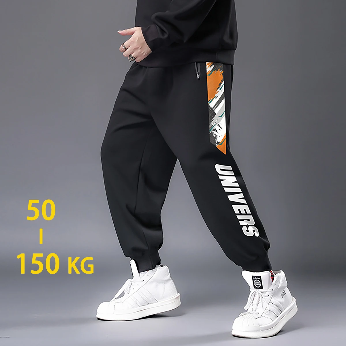 

Spring Summer Autumn Men's High Waist Fattening Oversized Guard Pants Oversized Sweatpants Elastic Anti Wrinkle Pants 50-150kg