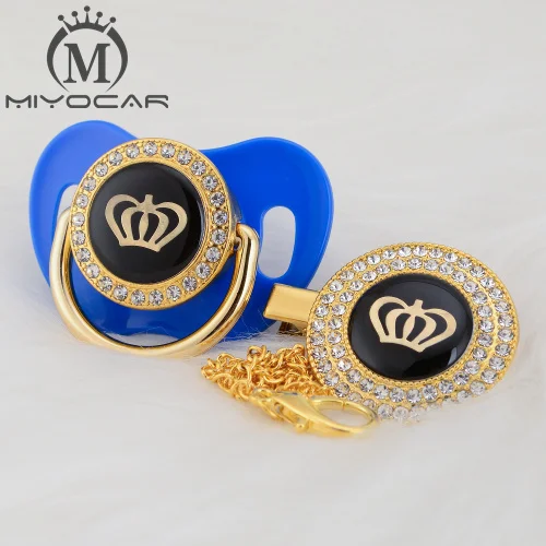 MIYOCAR, золотые, серебряные, блестящие стразы, корона, красивая, шикарная соска и соска, клипса, BPA бесплатно, пустышка, блестящая, уникальный дизайн, GCR2 - Цвет: GCR2-6  0-6M