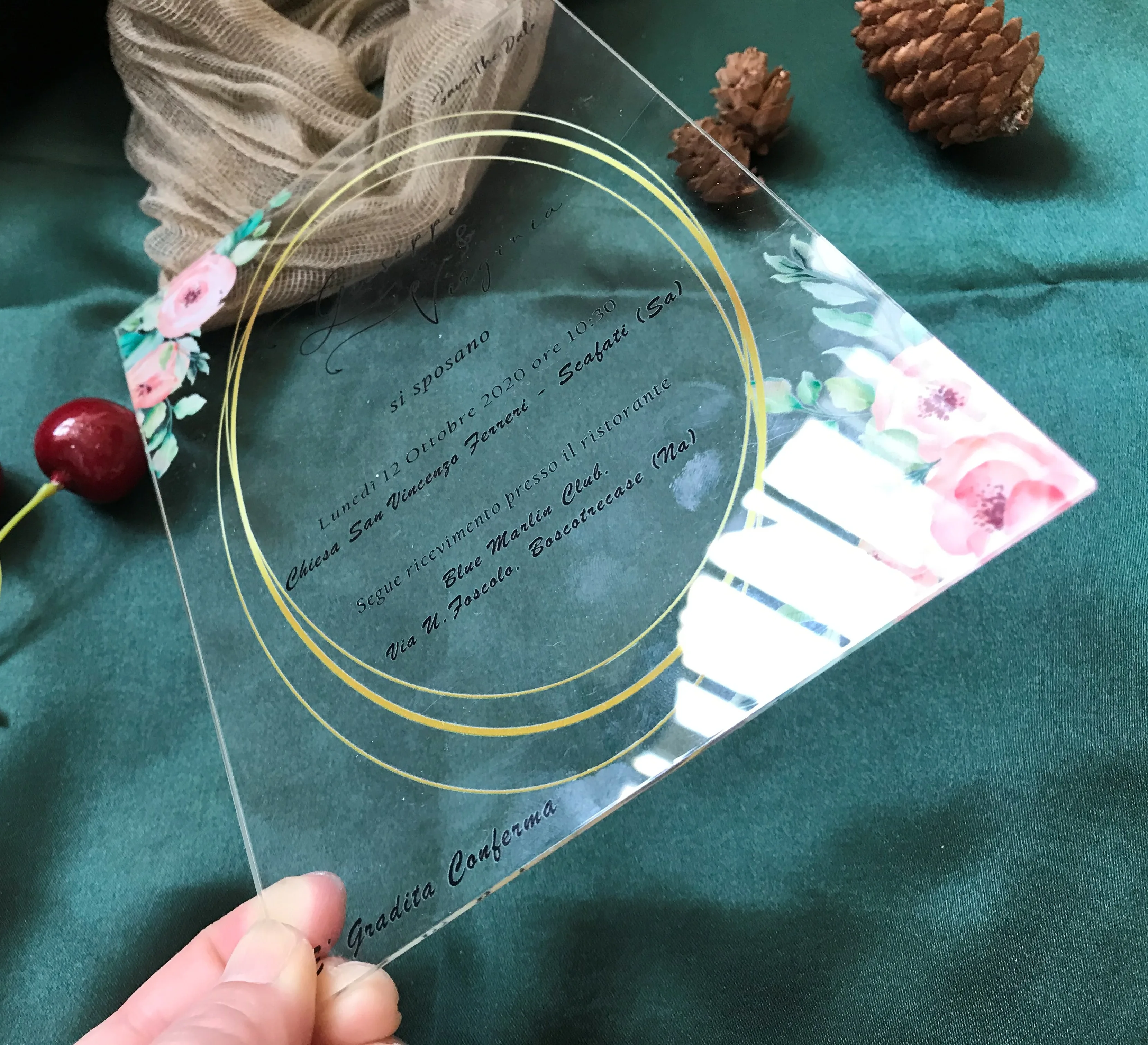 Бесплатная доставка 10 шт. акриловых свадебных приглашений с индивидуальным