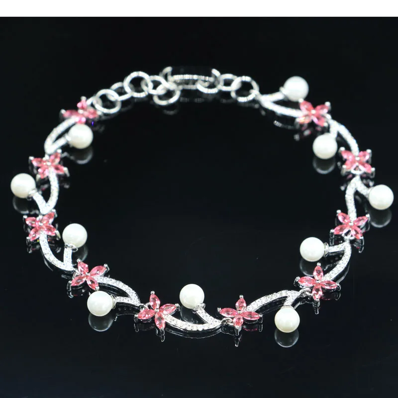 Красивый розовый малиновый родолит 20x11 мм гранат белый жемчужный циркониевый