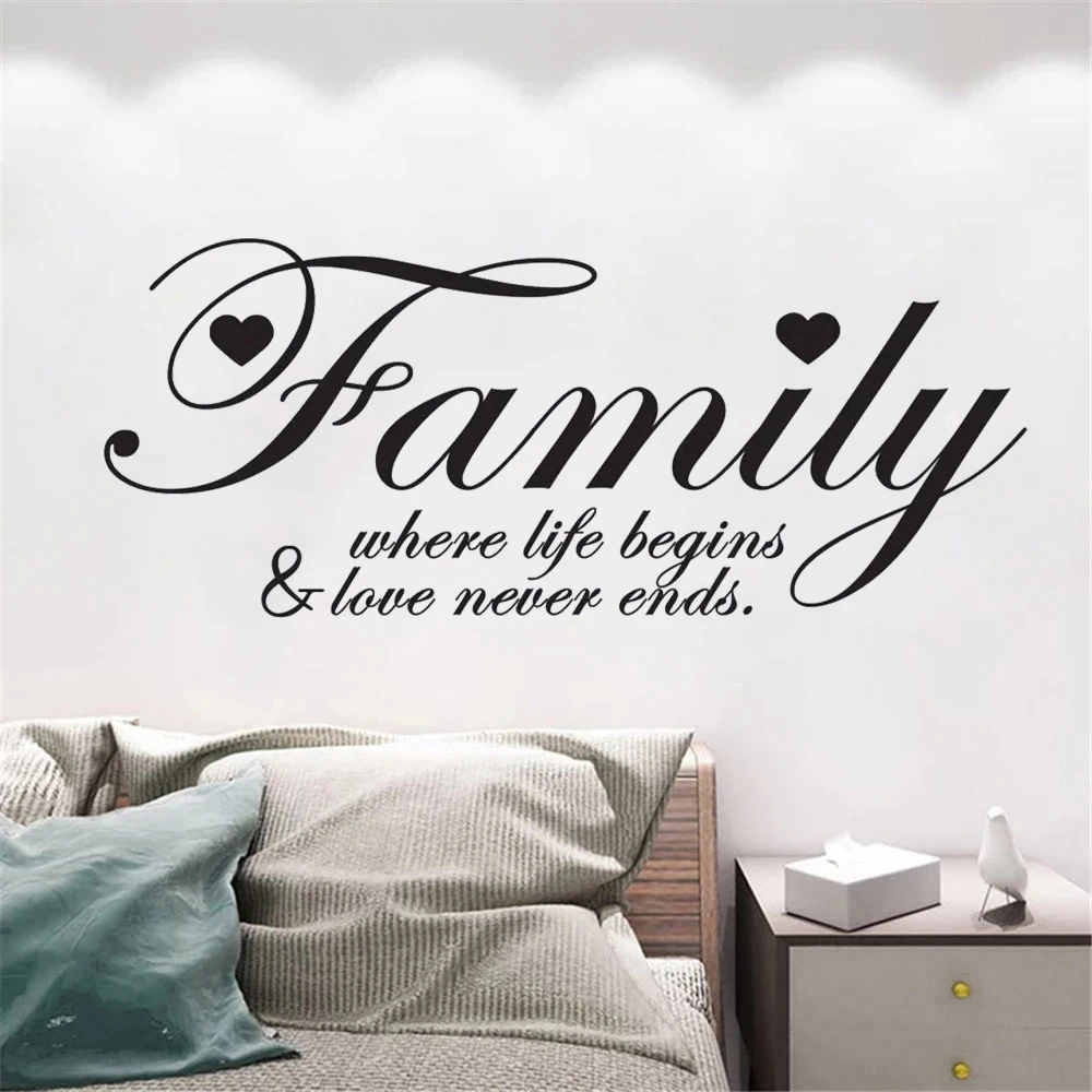 

Family Where Life Begins & Love Never Ends Quotes Wall Decals For Bedroom Livingroom Decor Stickers Vinyl Murals Poster HJ0942