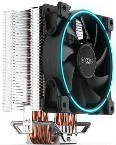 PCCooler GI-X4B S775/115X/AM2/AM3/AM4 (24 шт/кор TDP 145W 120mm PWM SilentPro Blue LED FAN 4 тепловые трубки 6мм 1000-1800RP |