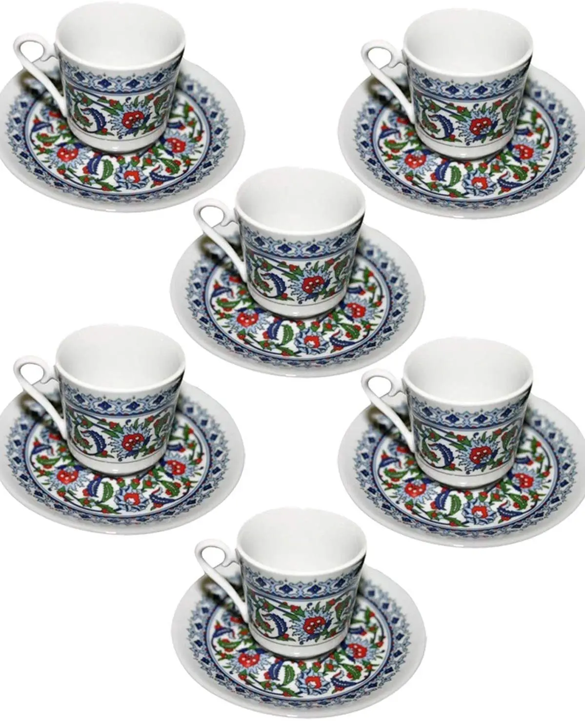 

Turkish Coffee Espresso Cups Set, Arabic Greek Moroccan Coffee Serving Porcelain Set of 12