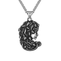 medusa mythology snake head pendant necklace for men stainless steel vintage gothic punk hip hop mortorcycle biker party jewelry