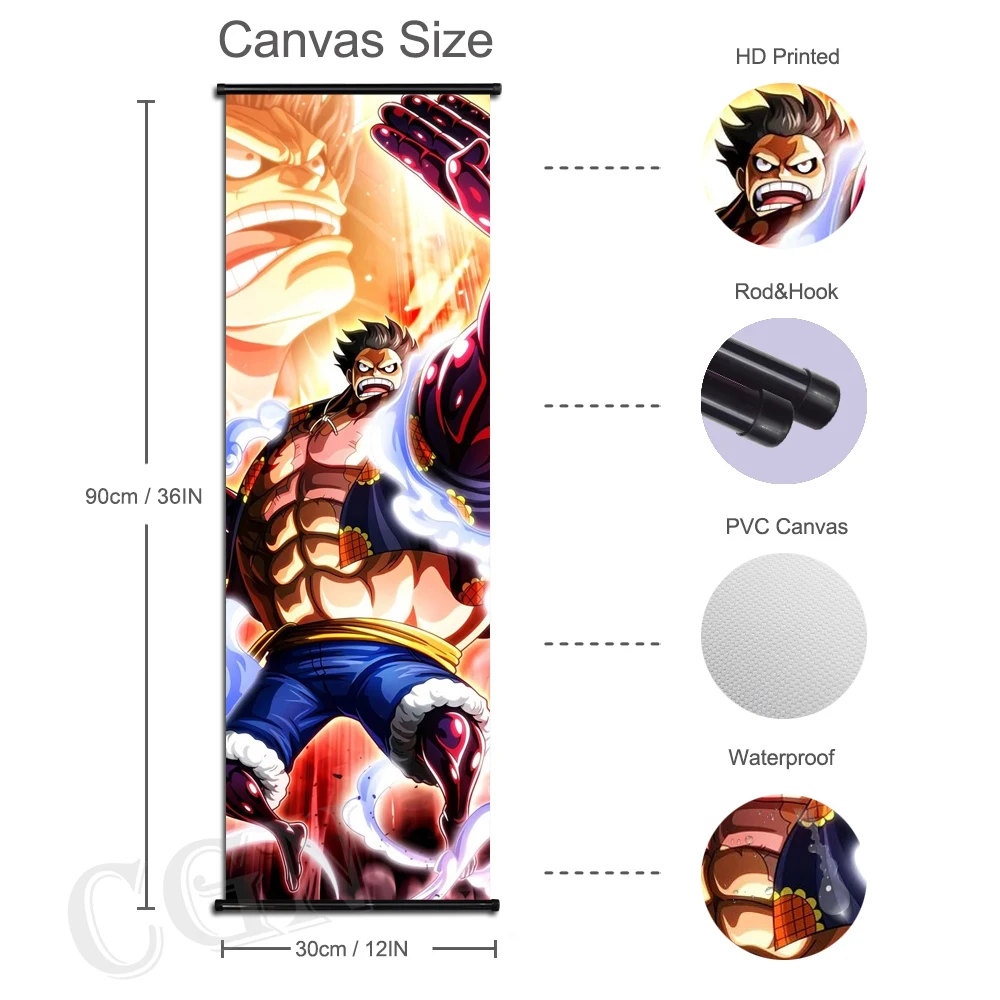 One Piece настенное искусство японское аниме Картина на холсте Висячие свитки Луффи