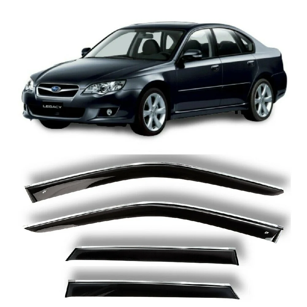 Дефлекторы окон хром полоска молдинг Cobra Tuning S40903CR на авто Subaru Legacy IV 2003-2009