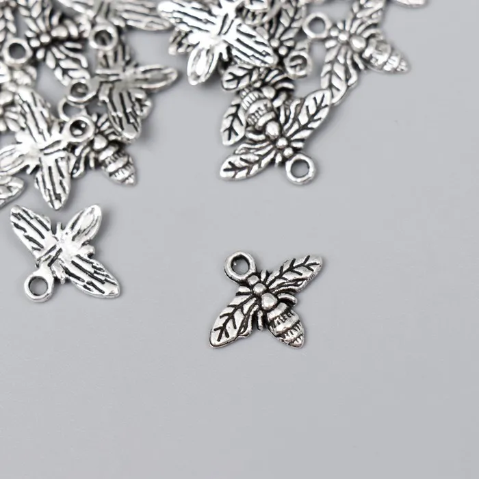 Декор металл для творчества &quotМаленькая оса&quot набор 30 шт серебро G046B680 1 3х1 6 см |