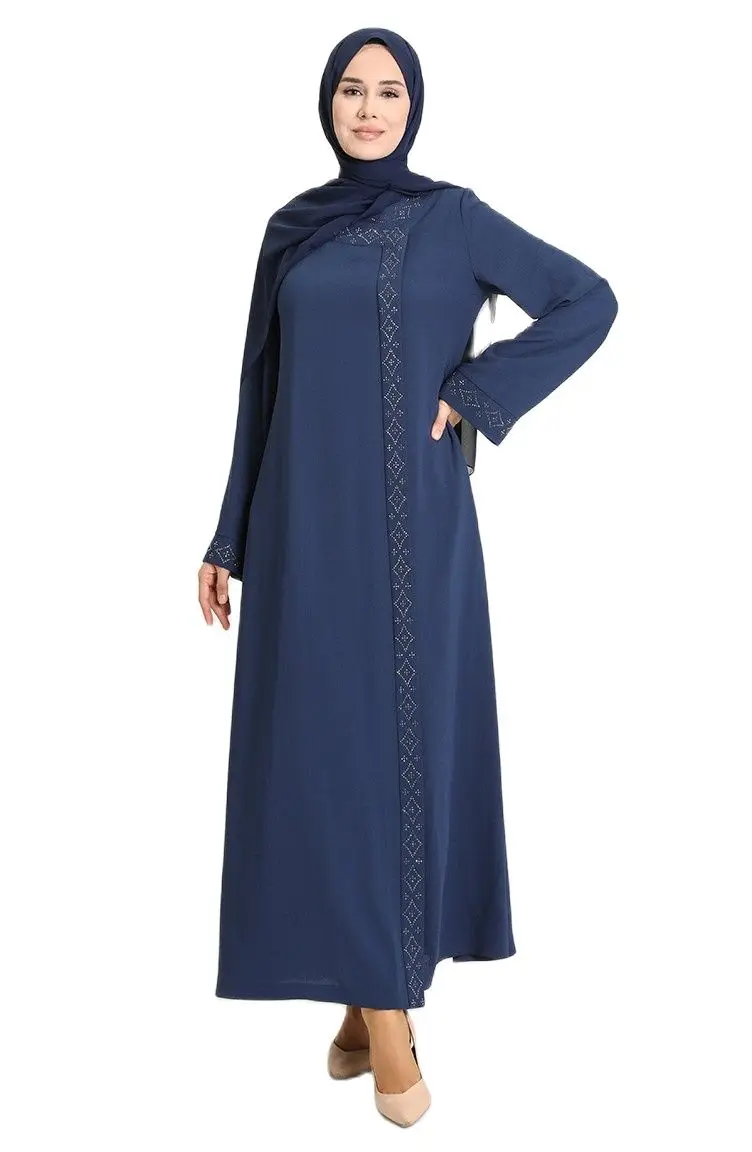 

SFM0210 Stone Detailed Abaya Women Long Sleeve Abaya Dress Muslim female dress Maxi Kaftan Abaya Turkey Dubai abaya