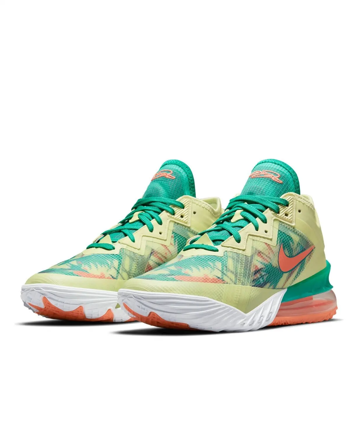 Оригинальные низкие мужские баскетбольные туфли Nike LeBron XX желтого/зеленого цвета