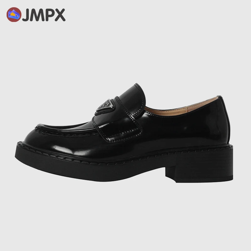 

Туфли JMPX женские из натуральной кожи, толстая подошва, круглый носок, плоская подошва, лоферы, Ретро стиль, британский стиль, 2022