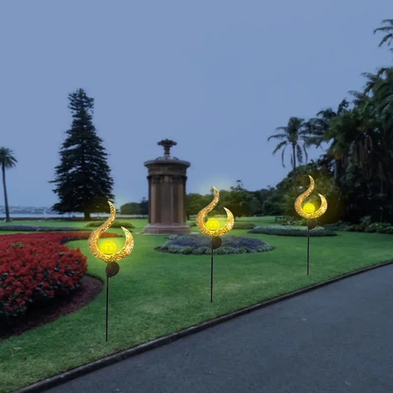 

Solar LED Sun Moon Flame Light Waterproof Retro Iron Hollow out Lawn Lamps Outdoor waterproof Garden Yard Path landscape lamp
