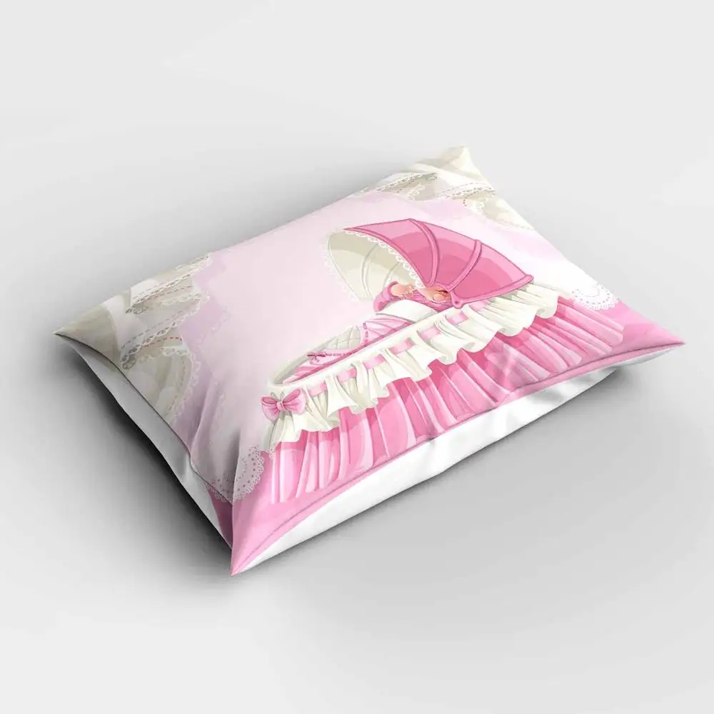 

Else Pink White Baby Boy Cradle Rectangle Modern Kids Pillowcases 3d Digital Print Pillow Covers Cases for Couch Bed