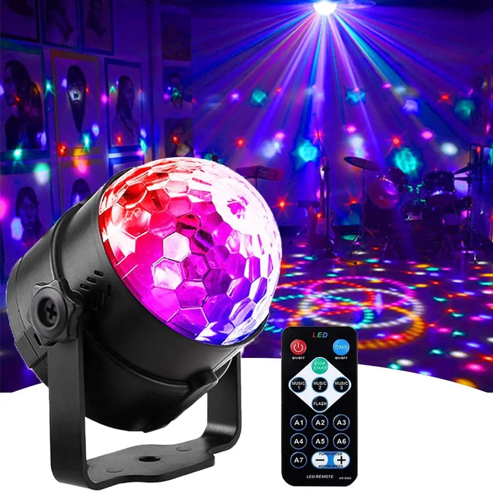 

Disco Ball Party Stage Lights Sound Activated Storbe Led 3W RGB Light With Remote Control DJ Lighting for Room Parties Wedding