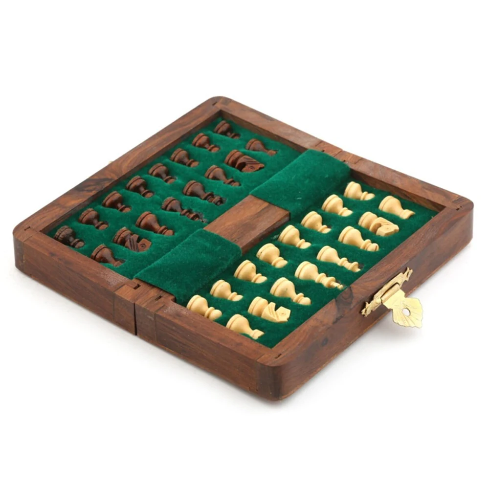 

Handmade Chess 7 Inch With Magnet High Quality Chessboard Pieces Magnetic Board Game Szachy Checker Walnut Wood
