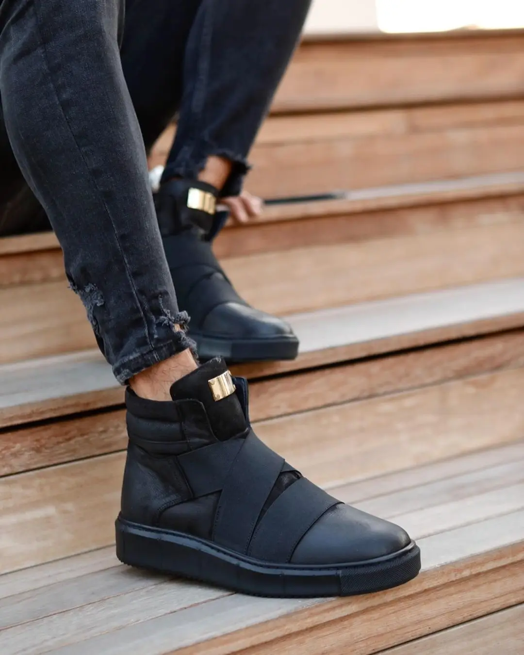 

100% Genuine Leather Casual Style Men Shoes Handmade Comfortable Durable- 11143 BLACK