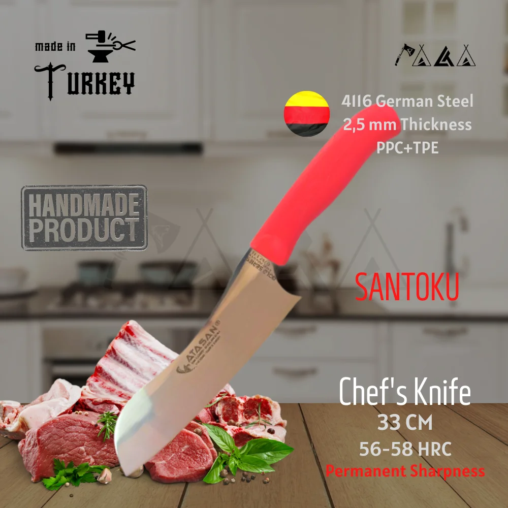 ATASAN Gold Series Refika Chef Knife Kitchen Knives Handmade High Quality Professional Stainless Steel Butcher Steak Santoku