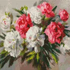 Букет пионов Алмазная мозаика на подрамнике 30х30 см. Белоснежка. 644-ST-S