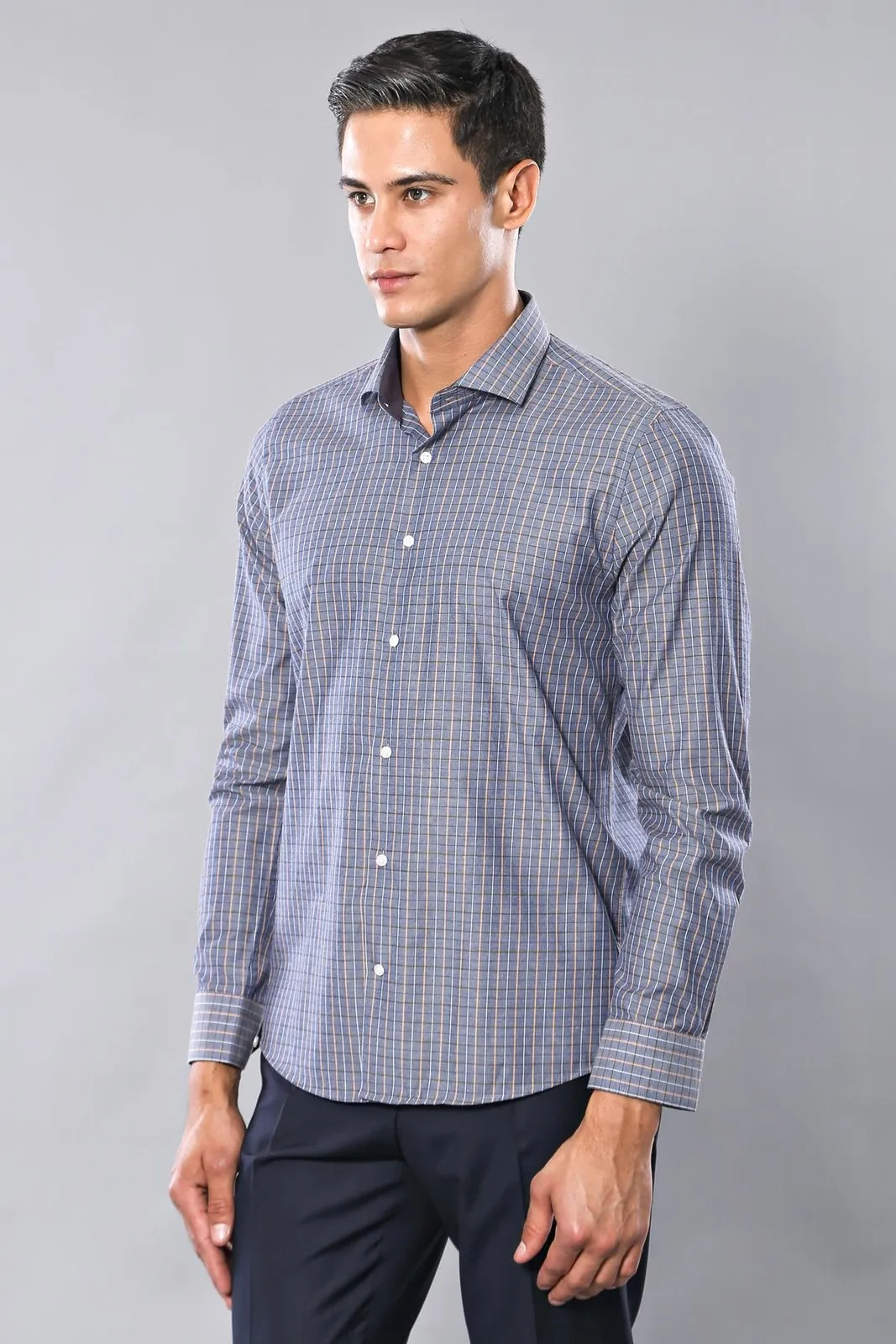 

Square Pattern Gray Long-Sleeve Male Shirt Unimart Shop | Wessi