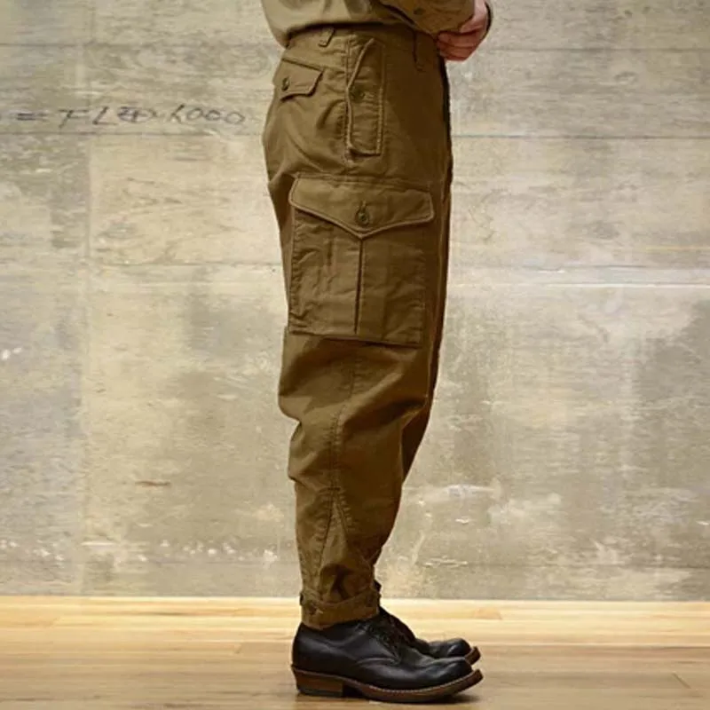 Multi-pocket overalls spring and autumn cotton twill trousers mid-waist casual men and women the same solid color trousers