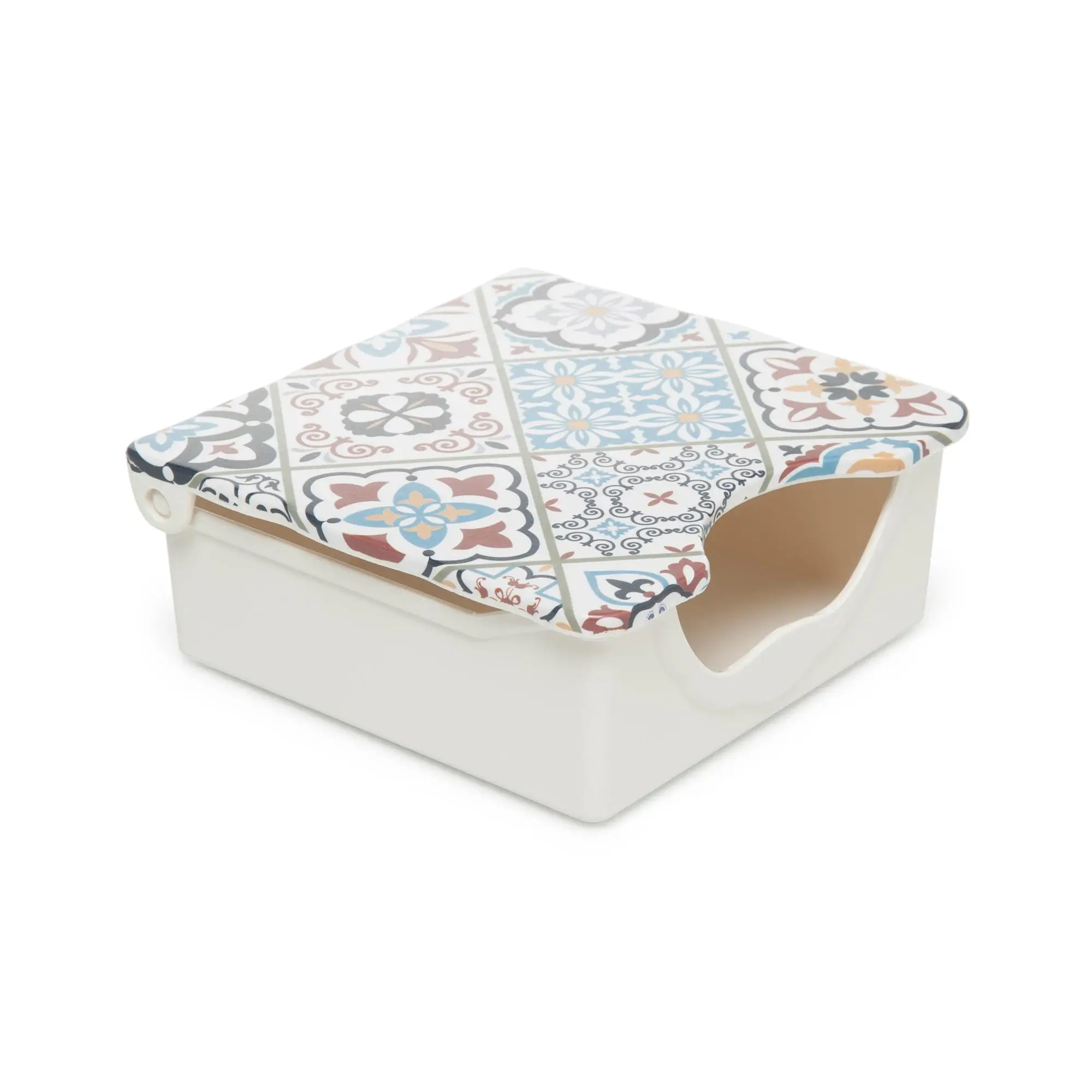 

Подставка для салфеток, 17 х17 см, стильная декоративная коробка для салфеток в традиционном стиле с белым узором и крышкой