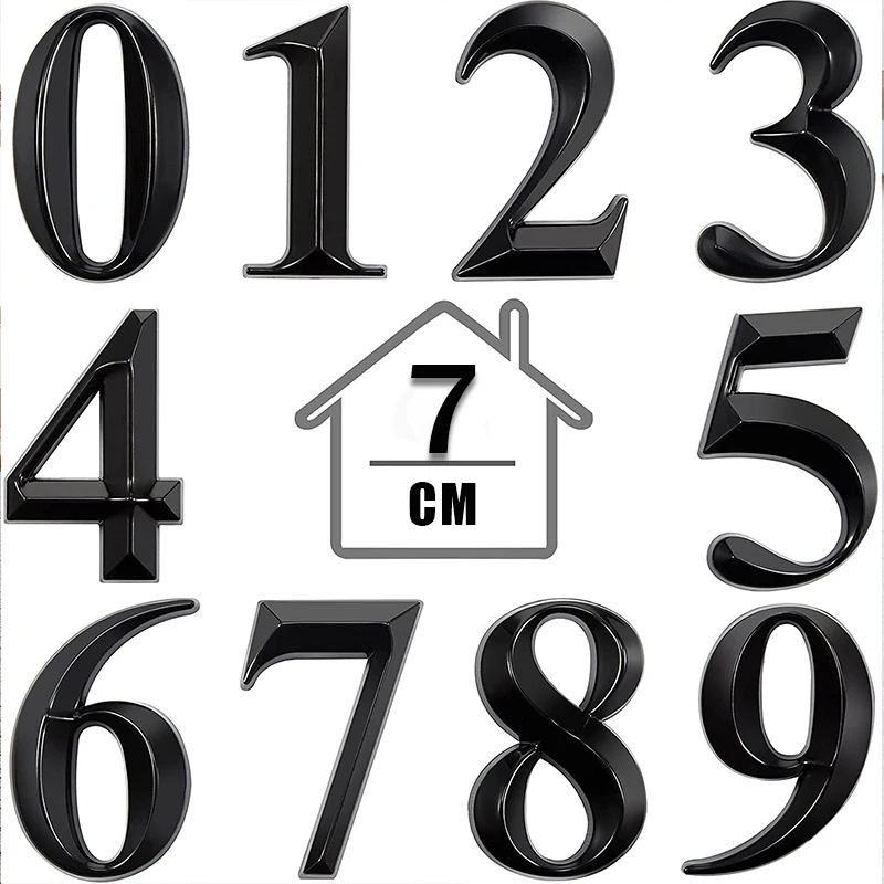

7cm House Door Numbers Stickers 3D Mailbox Numbers Signs 0-9 Self Adhesive for House Apartment Office Hotel Room Mailbox Signs