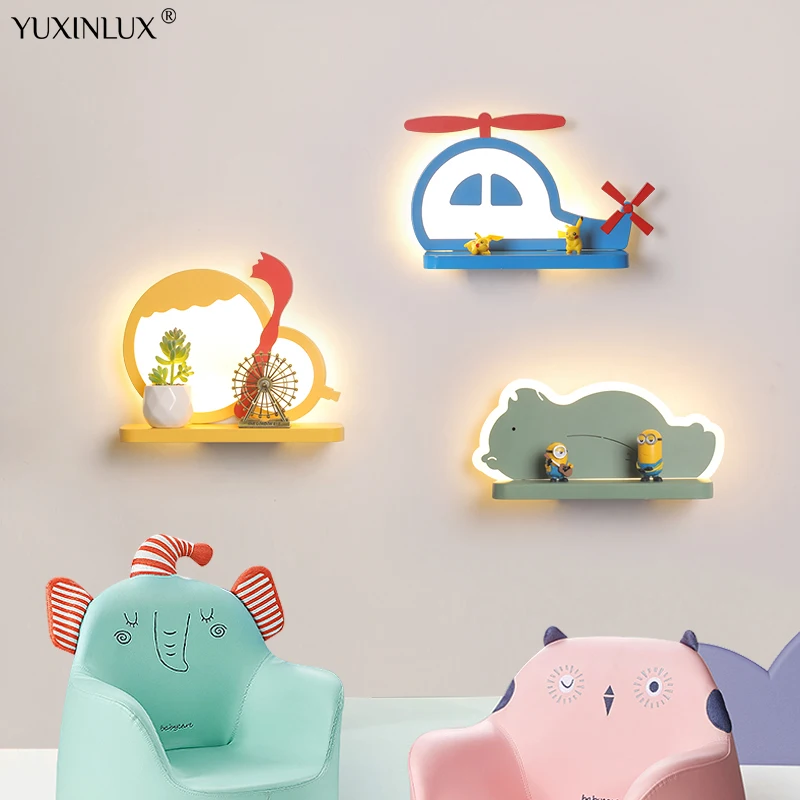 

Elephant Gourd Led Wall Lamps Blue Yellow Green Bedside Light For Living Dining Room Boy Girl Bedroom Study Eye-protection Home