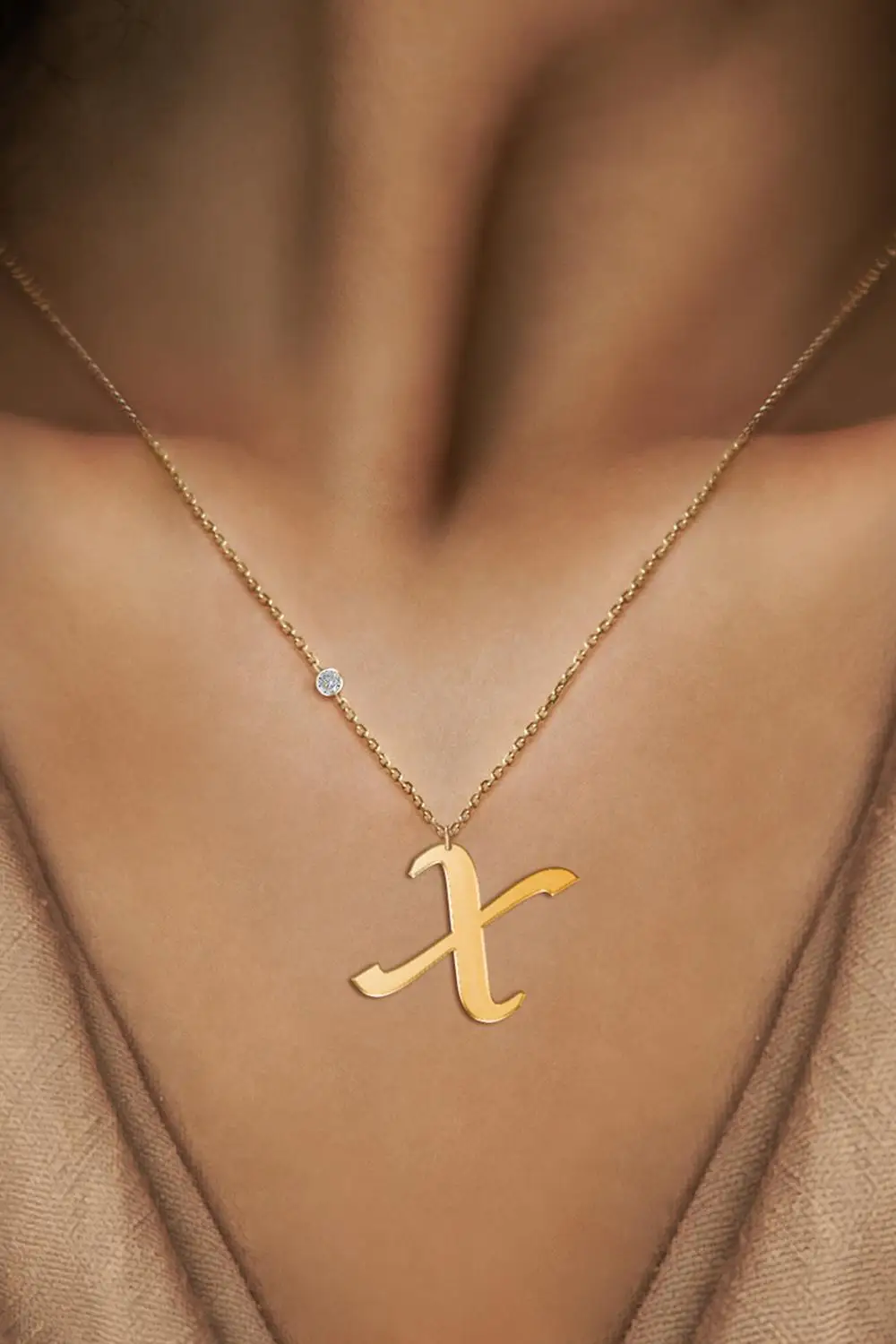 

18K Gold X Letter Necklace European And American Minimalist Jewelry Gift For Women