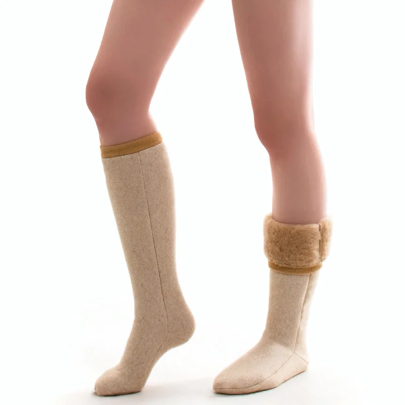 Sheep wool knee socks elastic caramel color | Женская одежда