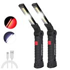 Портативный светодиодный фонарик COB с зарядкой от USB, рабочее освещение, магнитный подвесной светильник со встроенным аккумуля