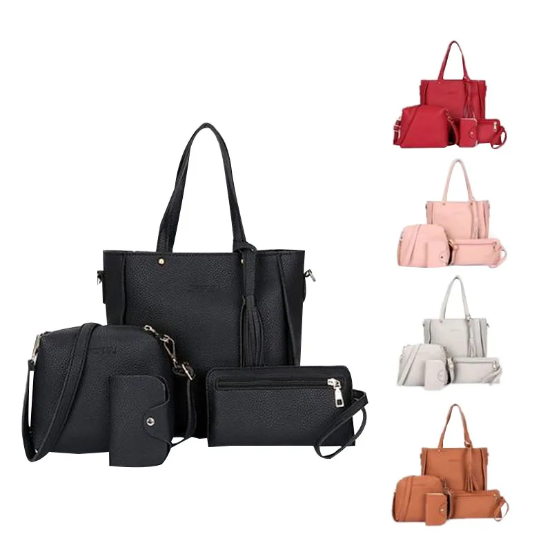 4 шт. подходящая женская модная сумка через плечо из искусственной кожи