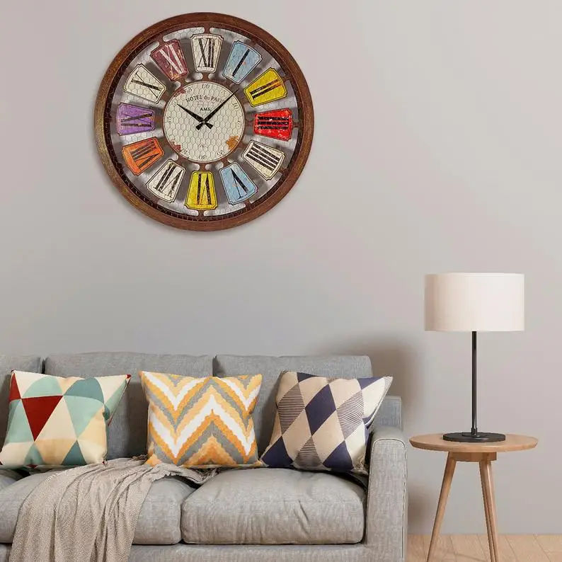 

60 cm 23.6" Large Wall Clock, Rustic Wall Clock, Rustic Decor, Roman Numeral Wall Clock, Gift, Wooden Clock, Handmade Clock, Ove