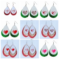 2021 dog paw love heart earrings faux leather earrings glitter layers mix color can be choose