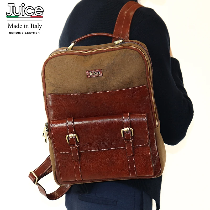 Сделано в Италии натуральная кожа холщовая и верхняя мужской рюкзак